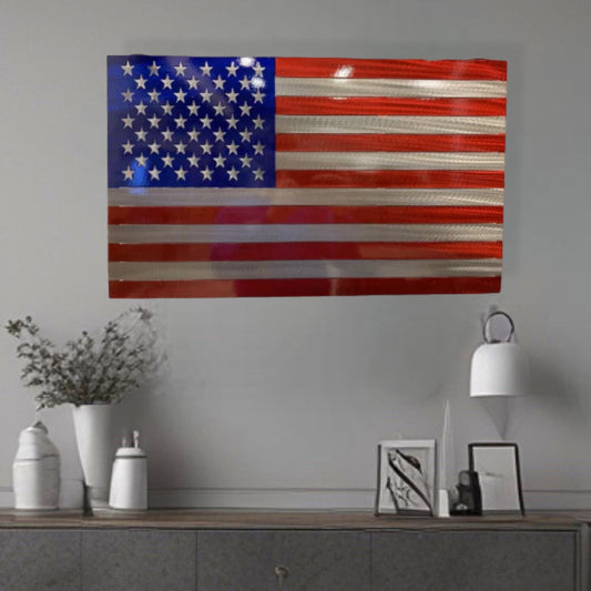 Wall Decor For 1 Layer American Flag Metal Art