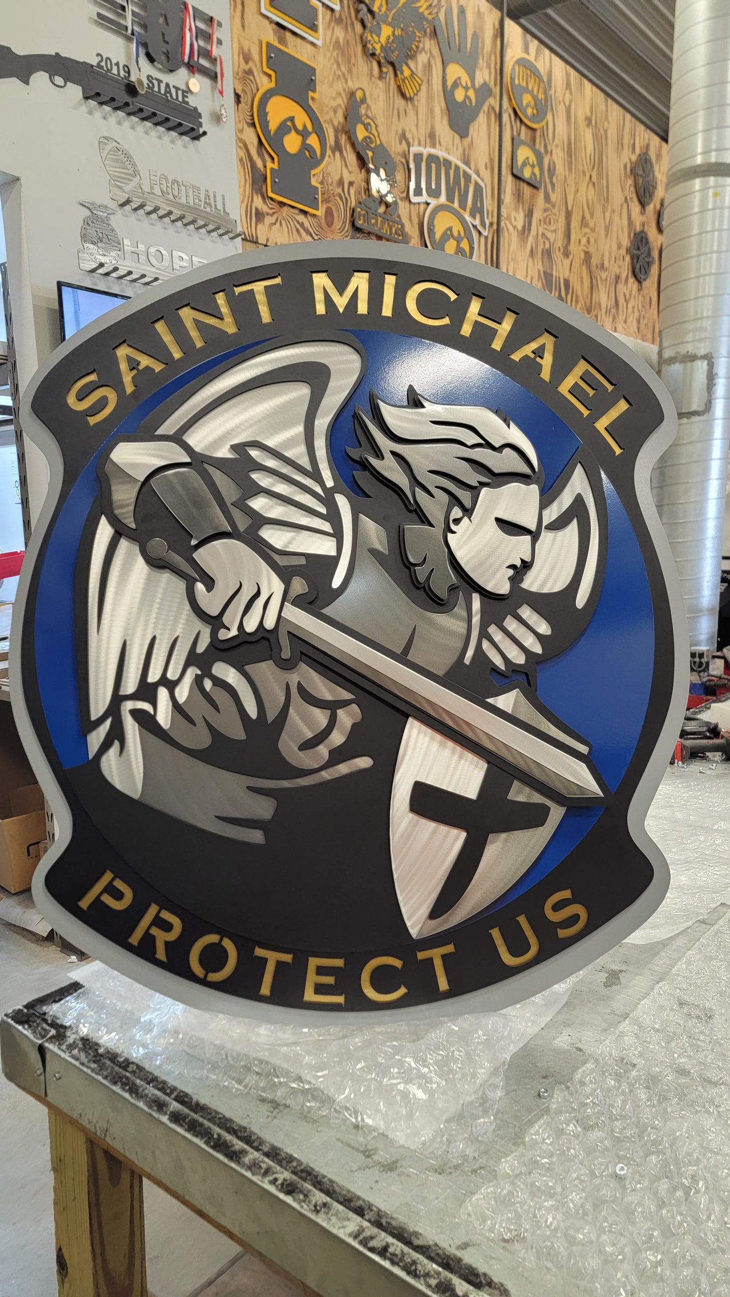 Saint Michael Protect Us Badge