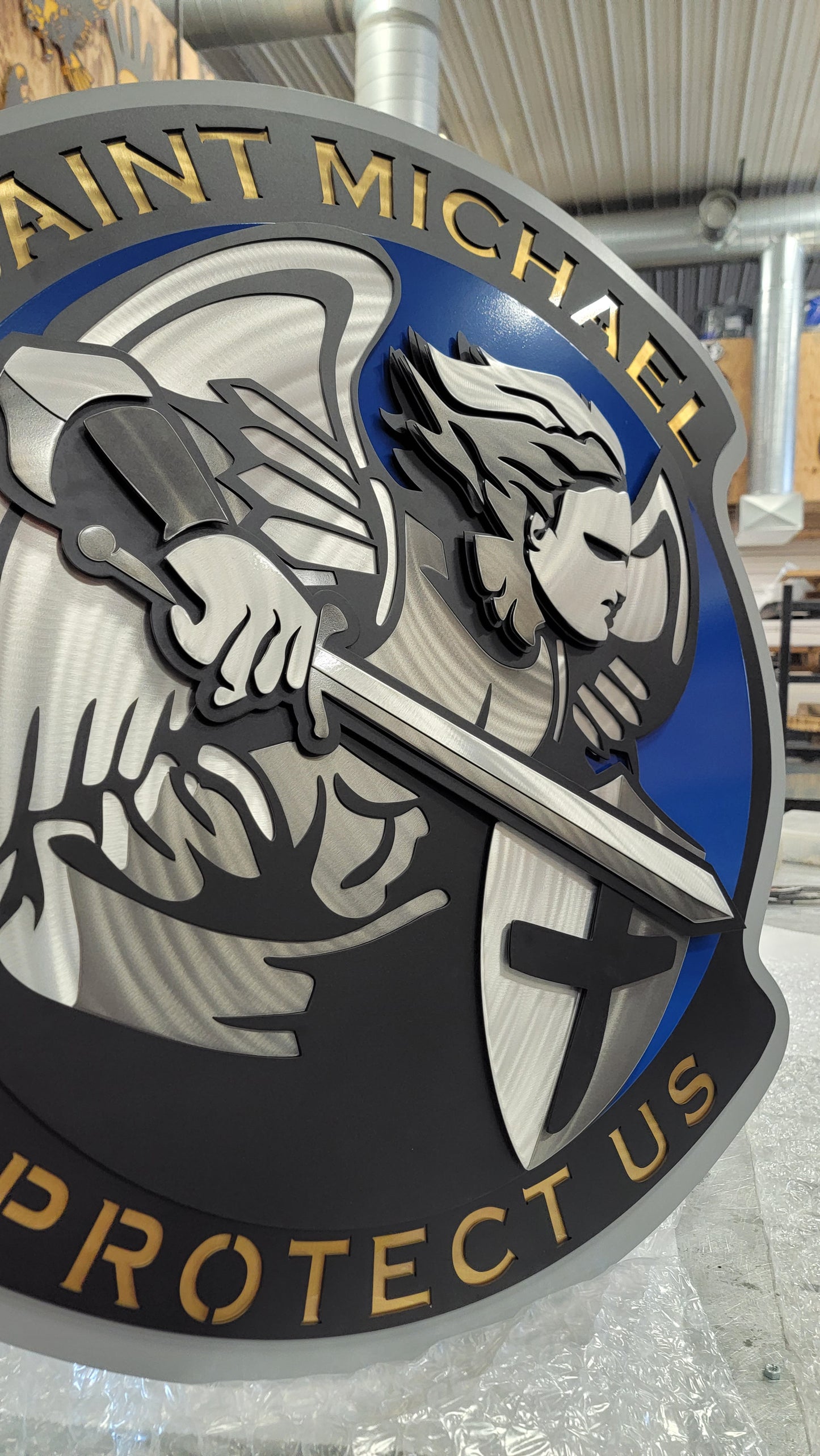 Saint Michael Protect Us Badge