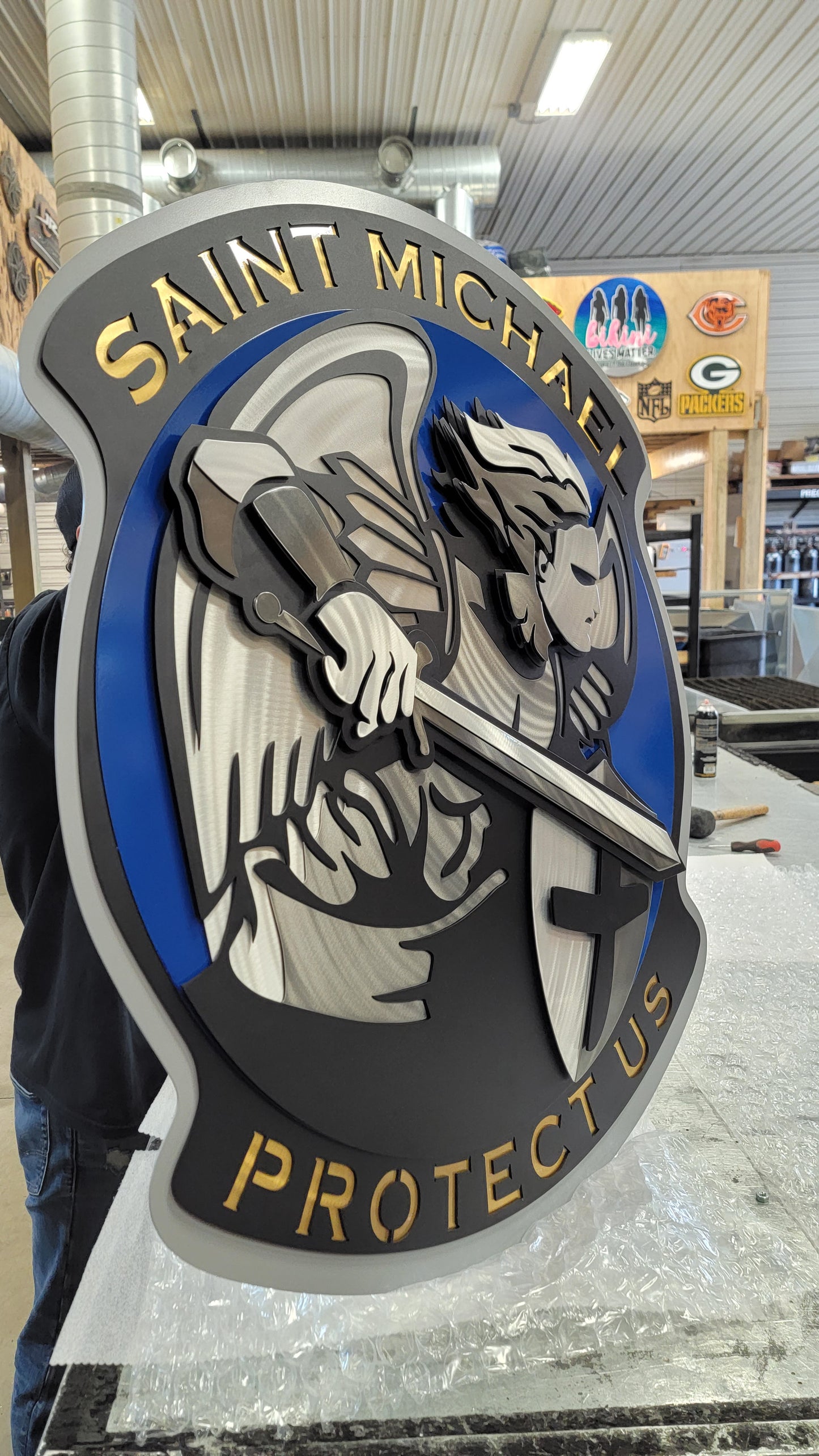 Saint Michael Protect Us Badge