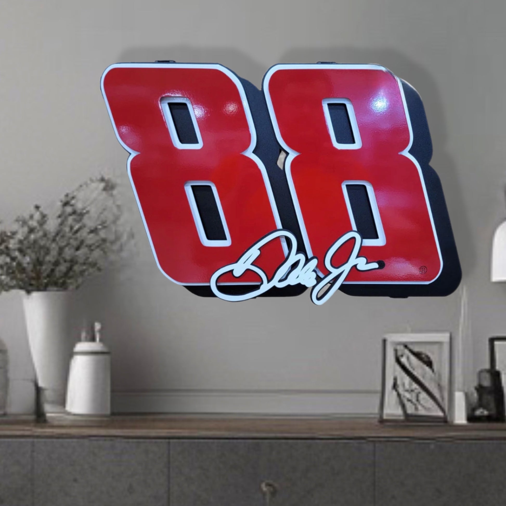Metal Art Wall Decor Dale Earnhardt Jr. Red #88 3D Signature