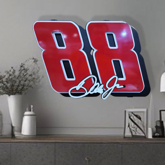Metal Art Wall Decor Dale Earnhardt Jr. Red #88 3D Signature