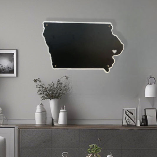 Iowa Shaped Sign with Heart On Location