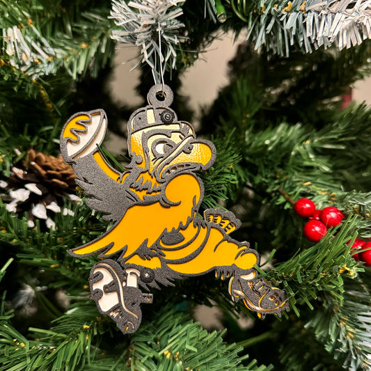 Iowa Hawkeye Vintage Football Herky Ornament/Magnet On Tree
