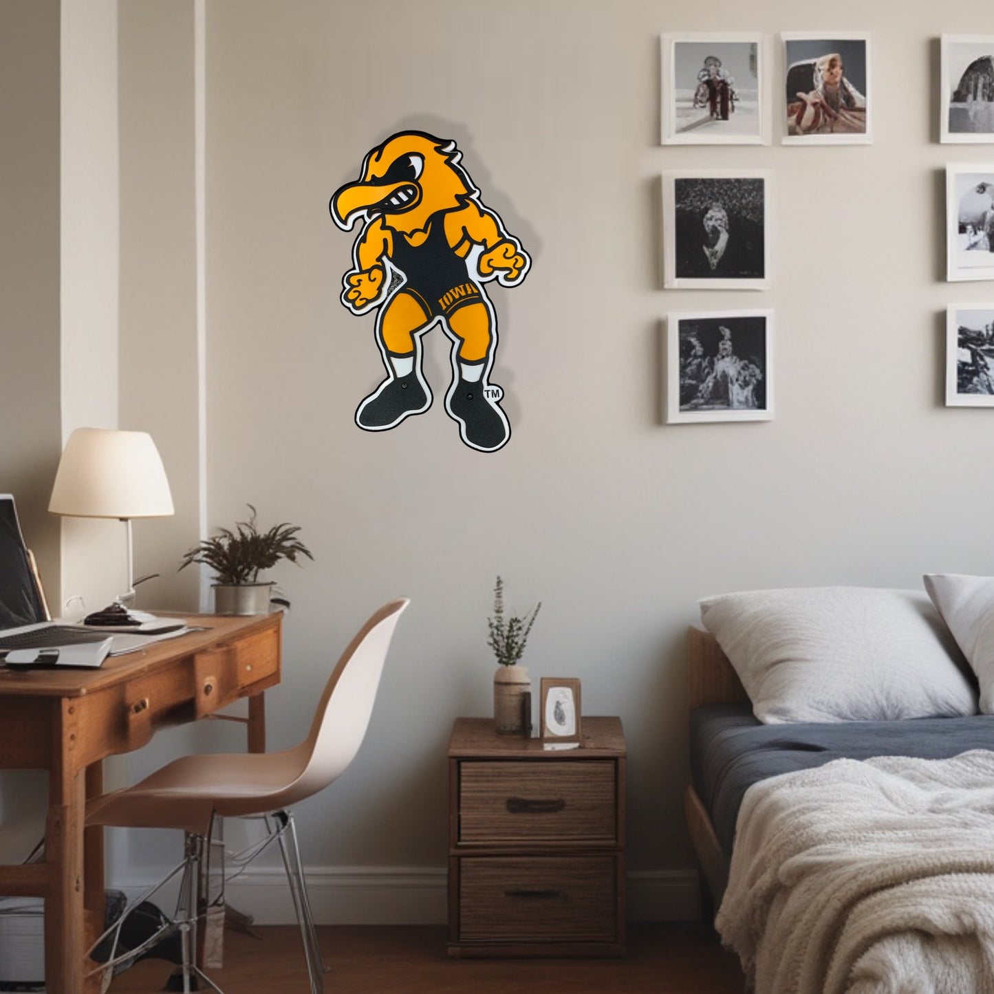 Iowa Hawkeye Wrestler Dorm Room Size Metal Art