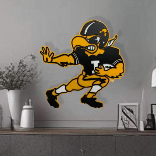 Metal Art Display Iowa Hawkeyes Vintage Football Pose Herky