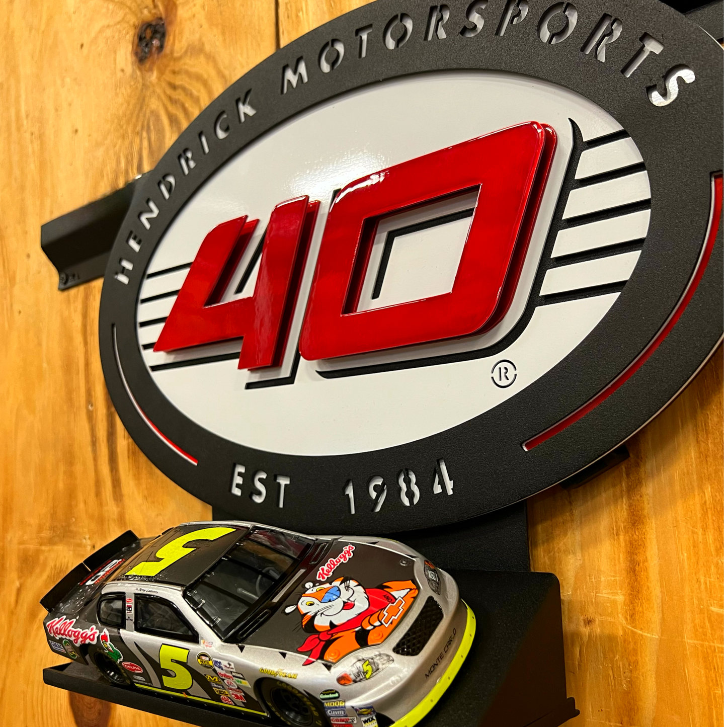 Multi layered Sheet Metal 'Hendrick 40th Anniversary Logo' Diecast Display On Wall