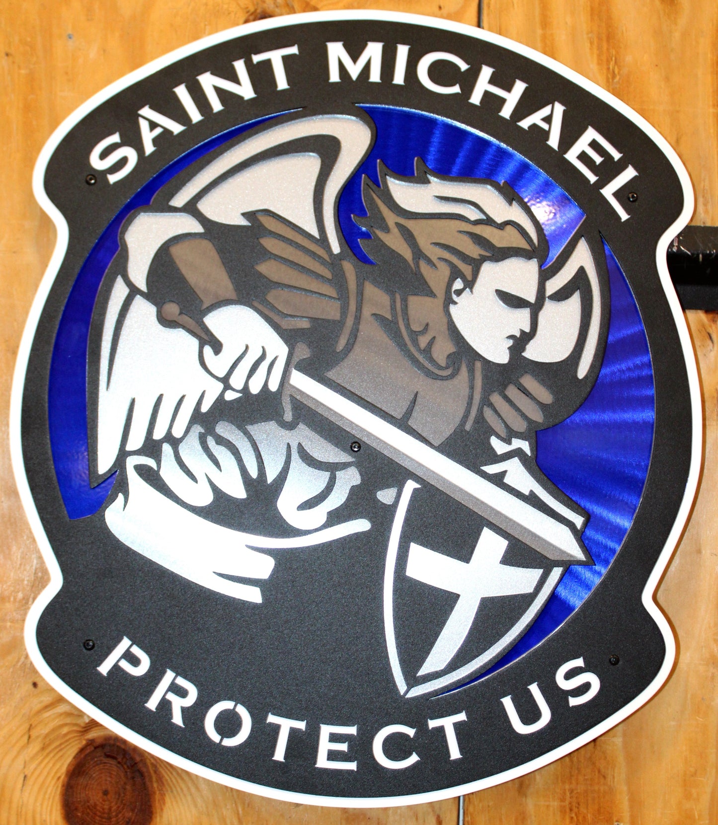 18" Compressed Saint Michael Protect Us Logo