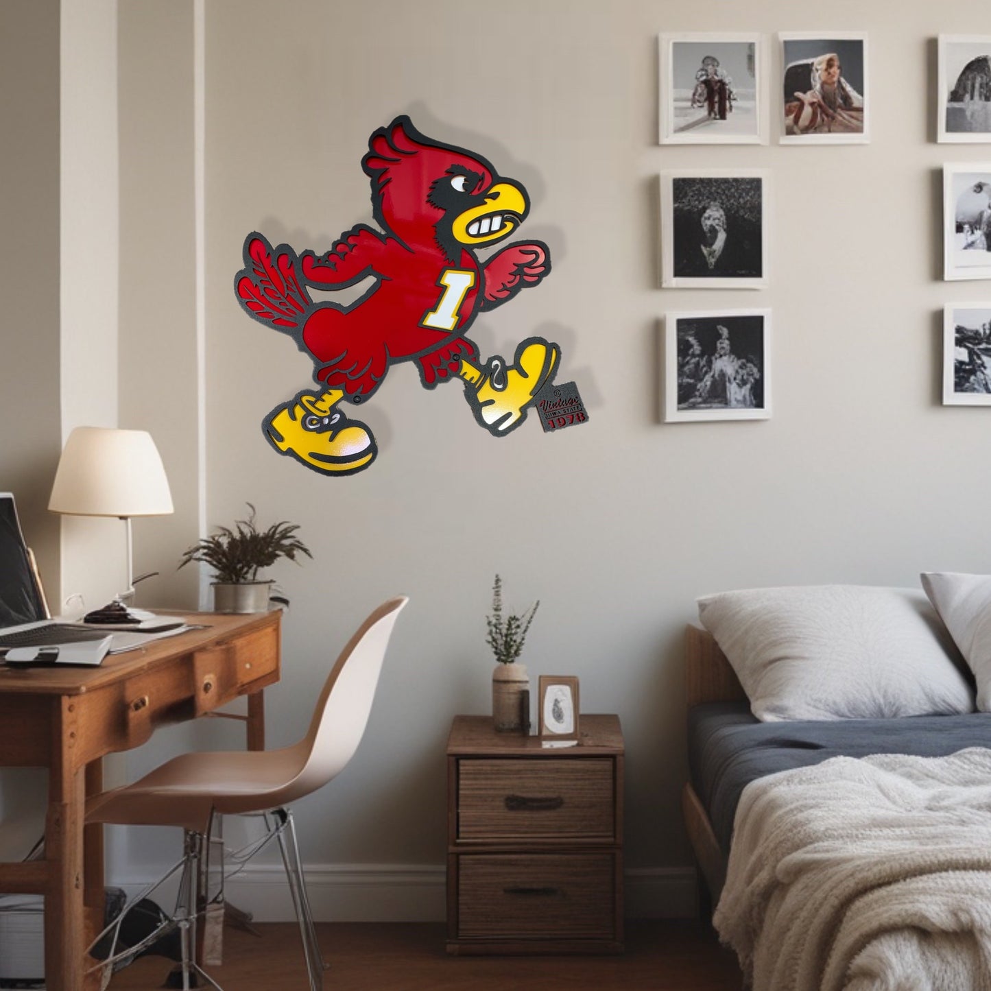 Vintage Iowa State Cardinal Metal Art