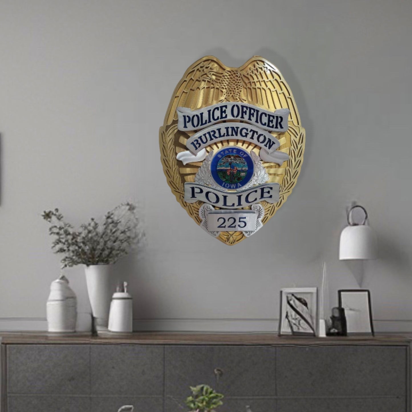 Burlington Police Badge Wall Display