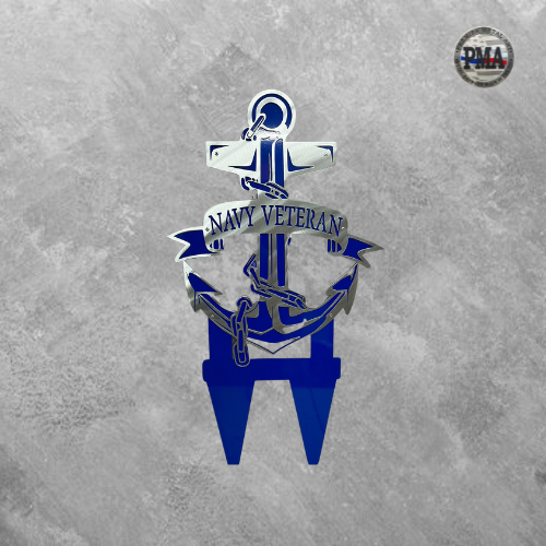 Custom Navy Veteran Yard Stake