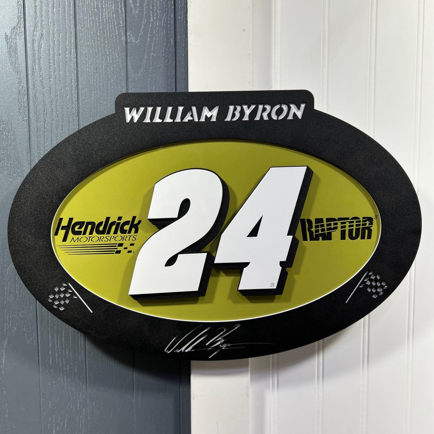 Sign Only William Byron #24 Oval 3D Sheet Metal