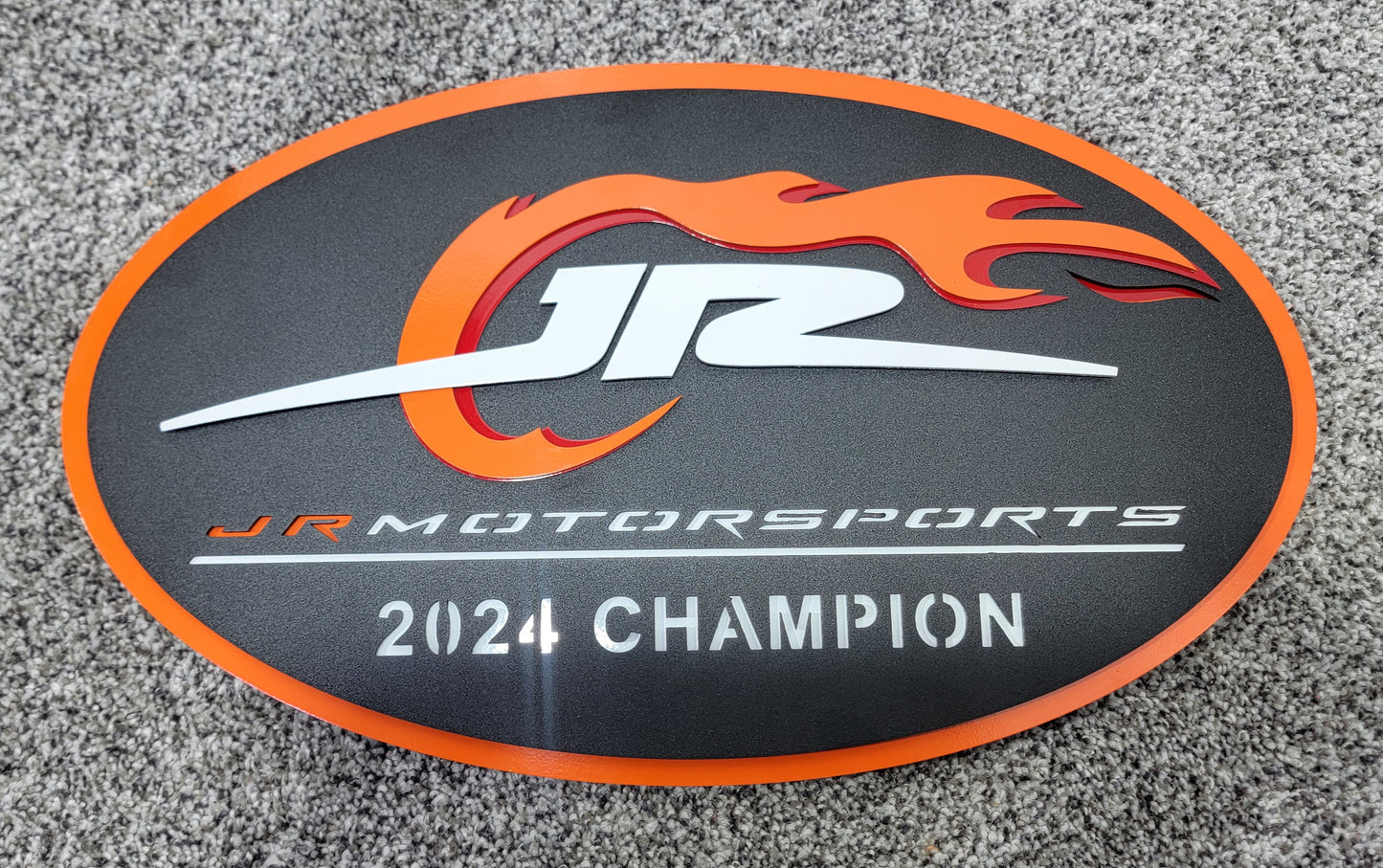 JR Motorsports 2024 Champions Oval 3D Premier Metal Diecast Display