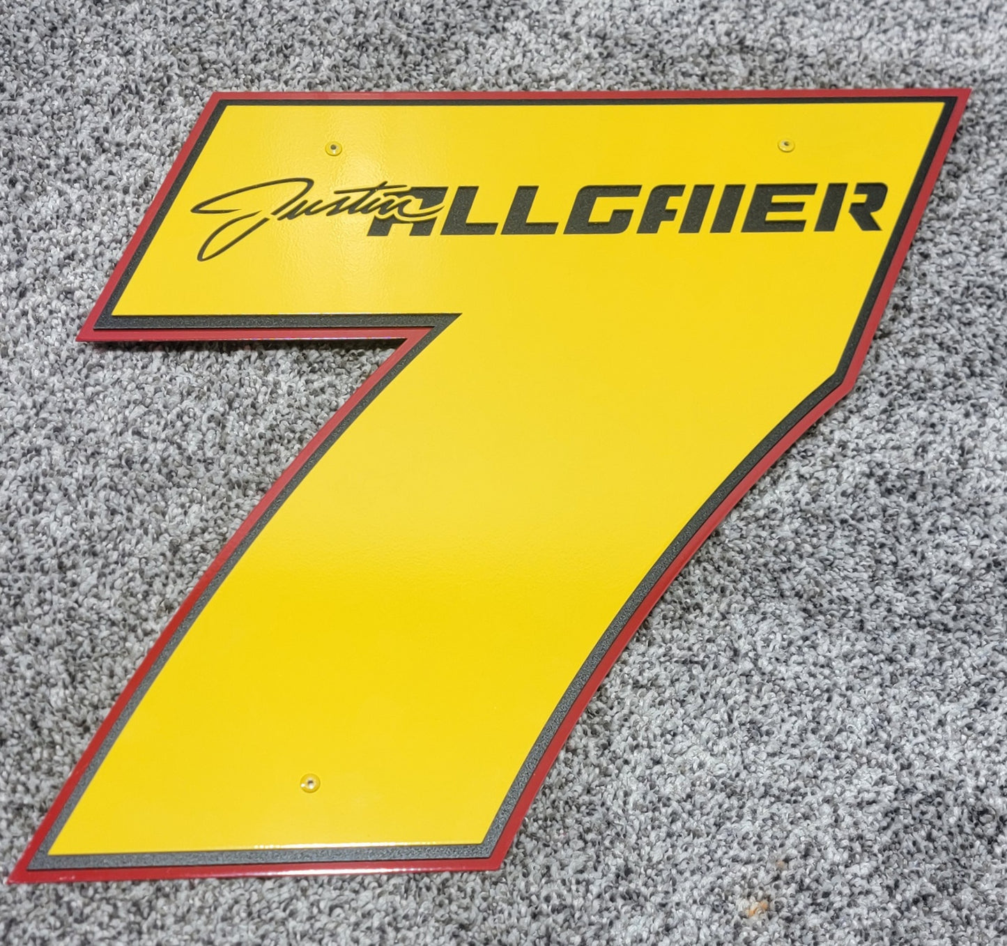 Justin Allgaier #7 Door Name Plate Sheet Metal Number