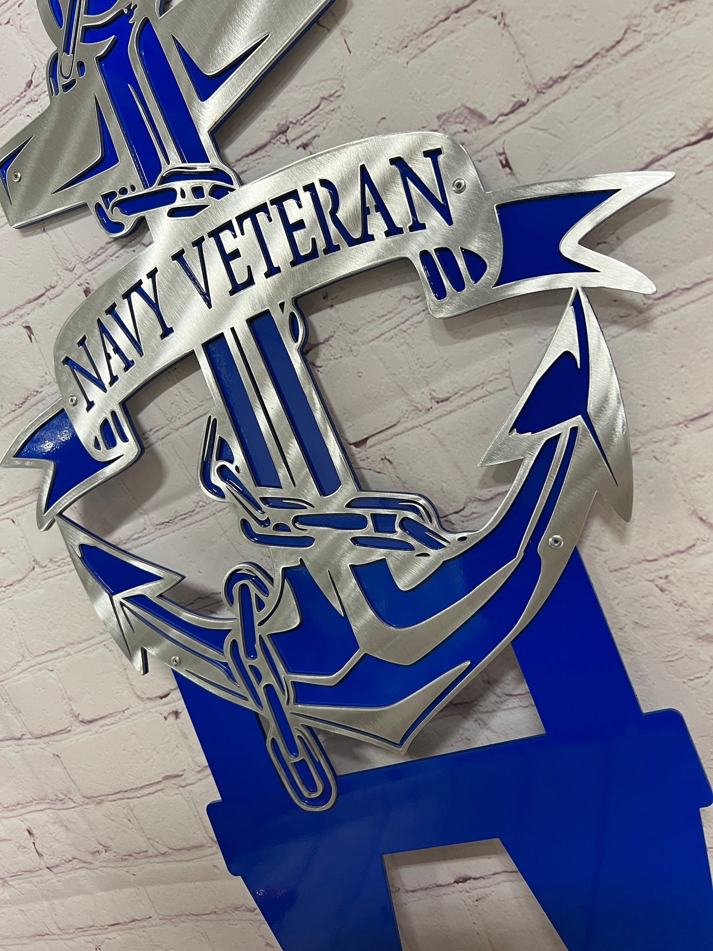 Custom Navy Veteran Yard Stake