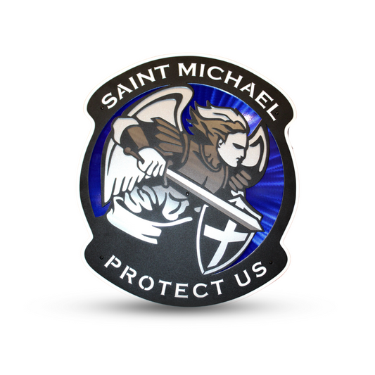 18" Compressed Saint Michael Protect Us Logo