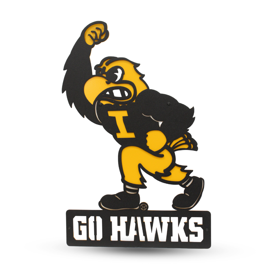 Iowa Hawkeyes Go Hawks Fighting Herky – Premier Metal Art