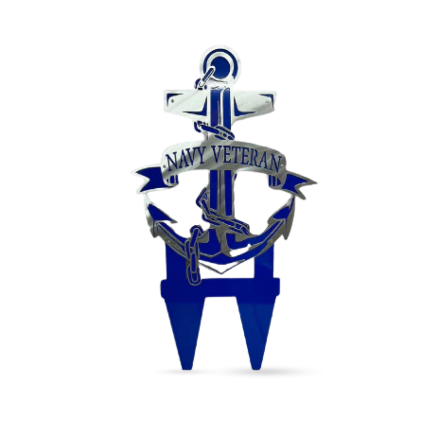 Custom Navy Veteran Yard Stake