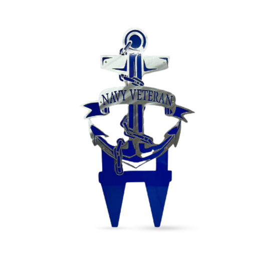 Custom Navy Veteran Yard Stake