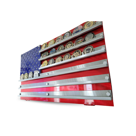 Challenge Coin Flag (American, Blue Line, Red Line)