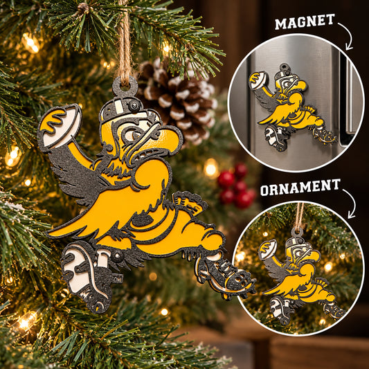 Iowa Hawkeye Vintage Football Herky Ornament/Magnet