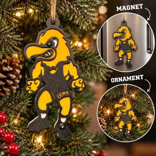 Iowa Hawkeyes Vintage Wrestling Herky Ornament/Magnet