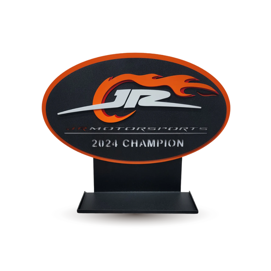 JR Motorsports 2024 Champions Oval 3D Premier Metal Diecast Display