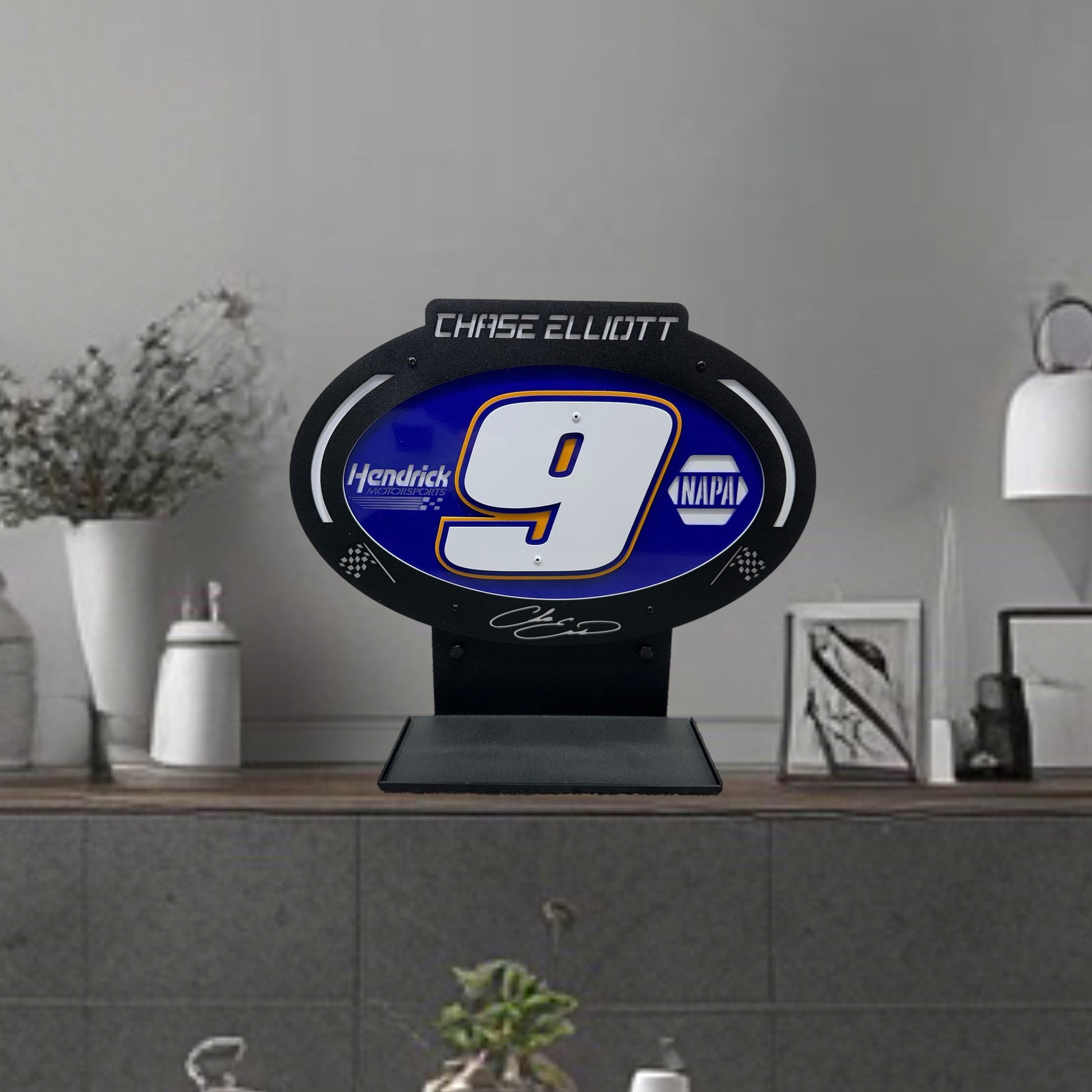 Chase Elliott #9 Compressed Oval Diecast Display shef