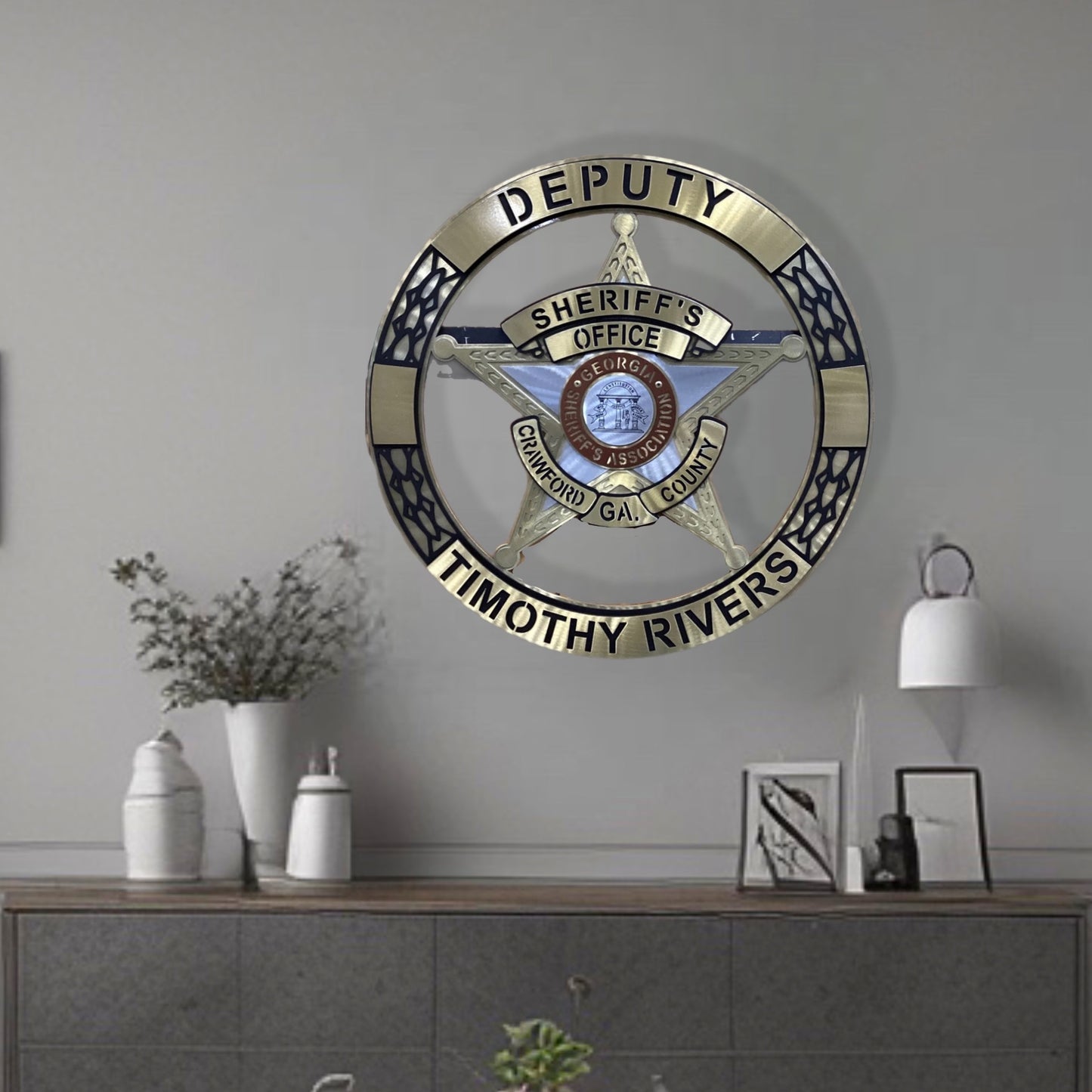 Wall Display Of Crawford County Sheriff Star