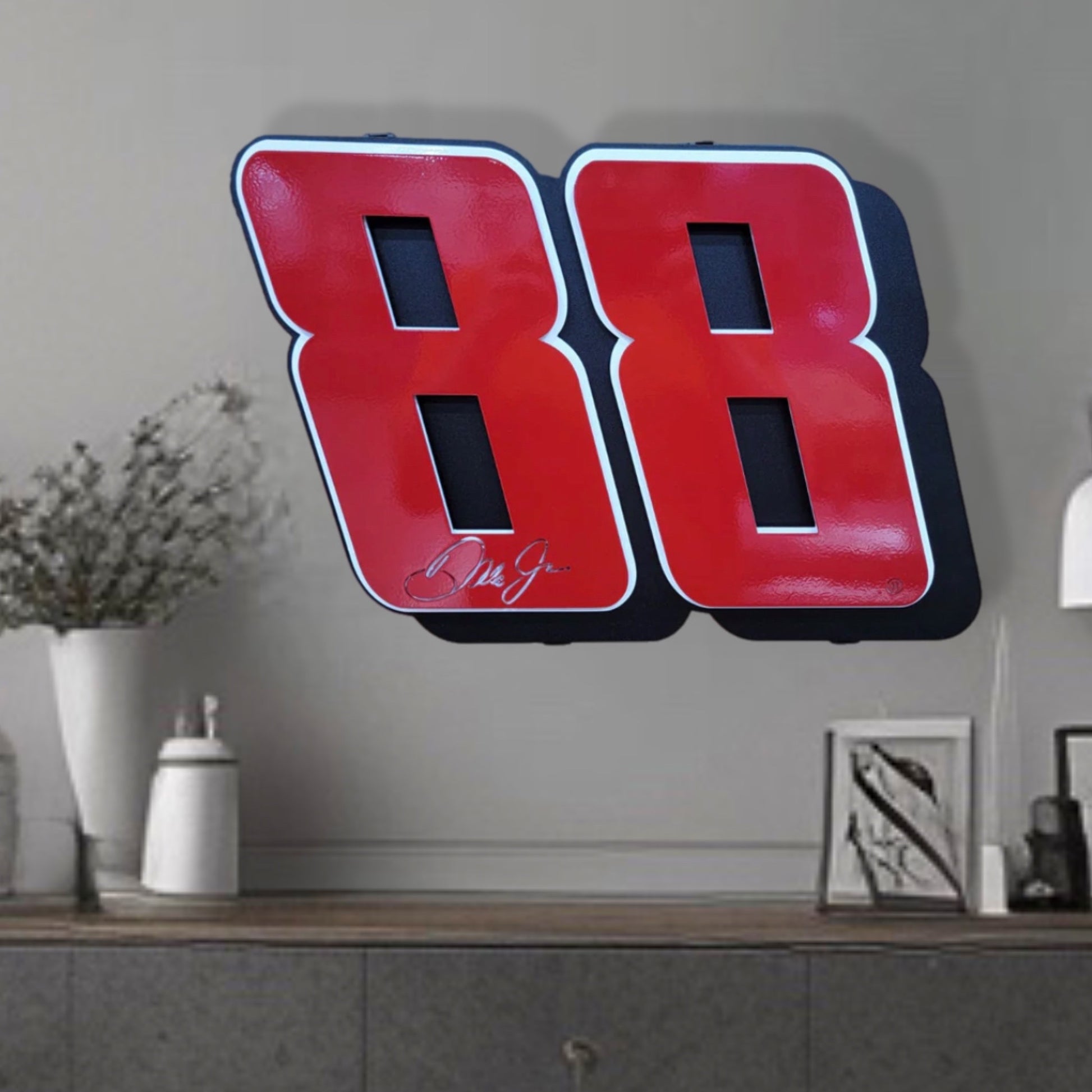 Metal Art Dale Earnhardt Jr. Red #88 Number Door Name Plate Cutout Wall Decor