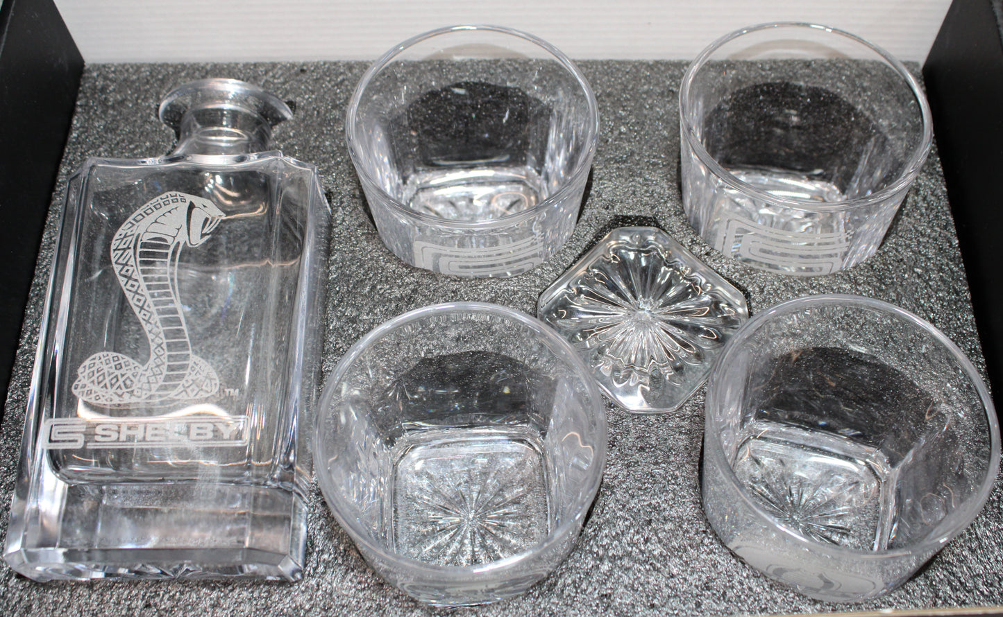 Shelby Cobra Logo Glass Decanters 5pc Set