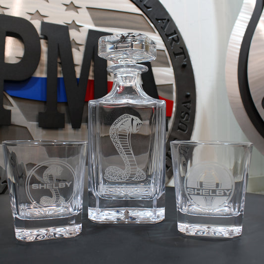 Shelby Cobra Logo Glass Decanters 5pc Set