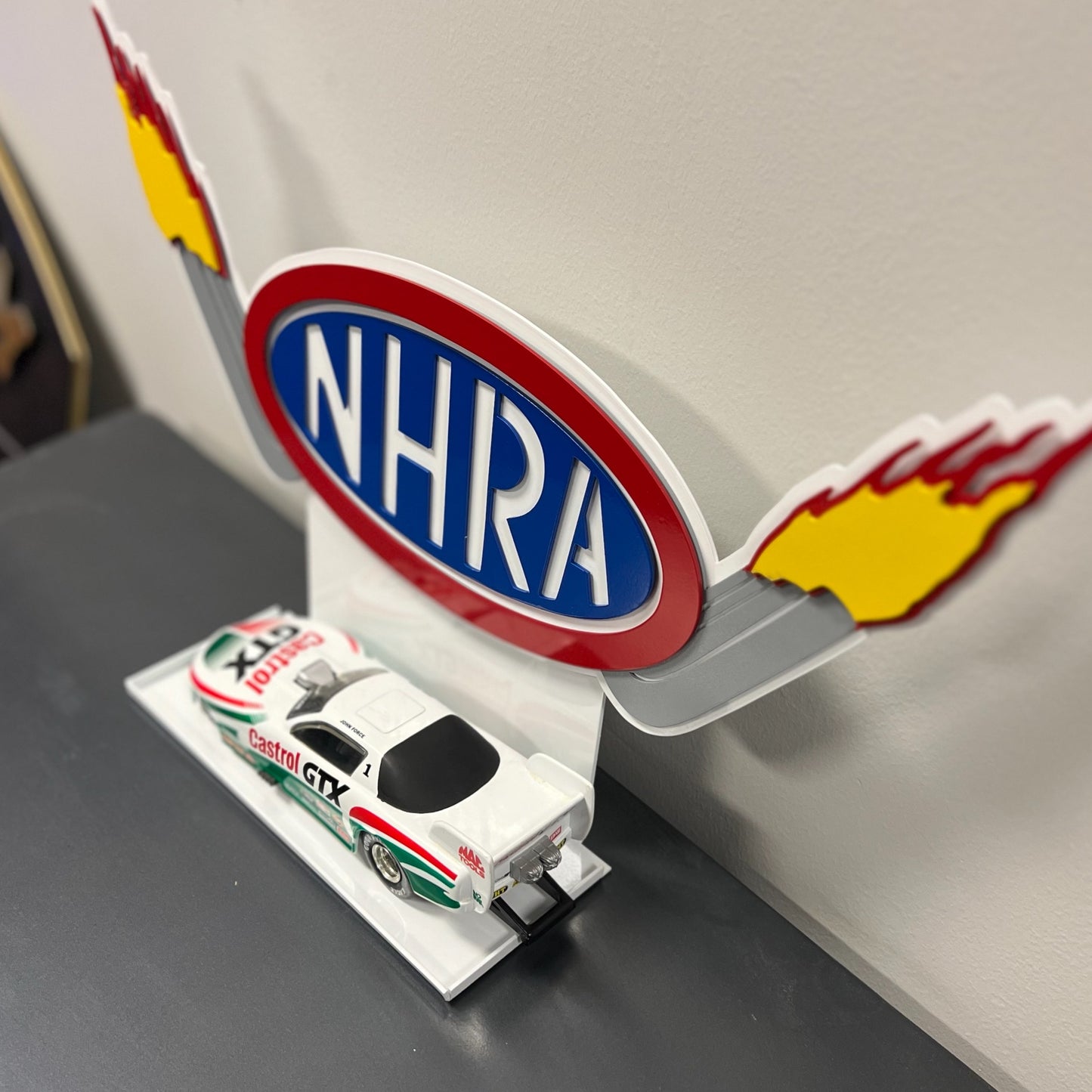 Premier 1/24 NHRA Logo With Header Pipe Flames Diecast Display