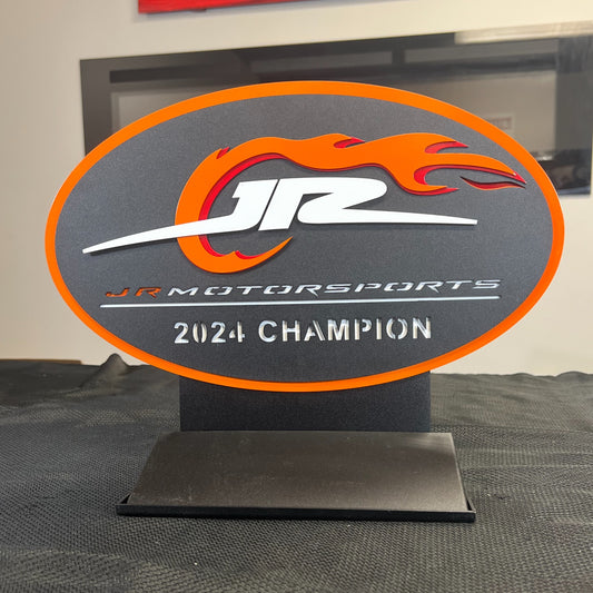 JR Motorsports 2024 Champions Oval 3D Premier Metal Diecast Display