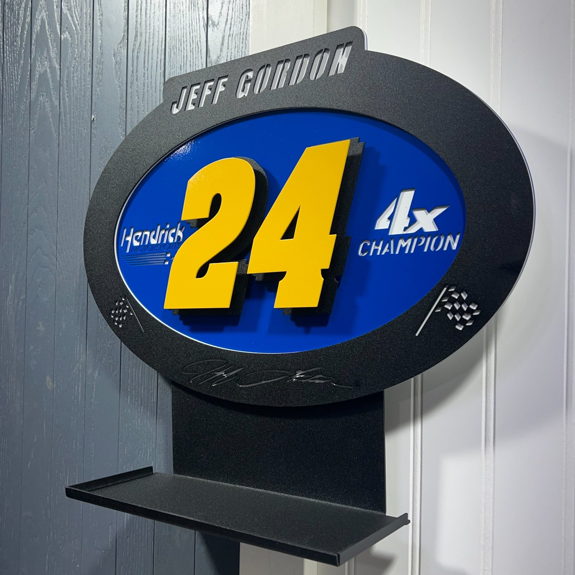 Wall Jeff Gordon #24 Oval 3D Sheet Metal Diecast Display