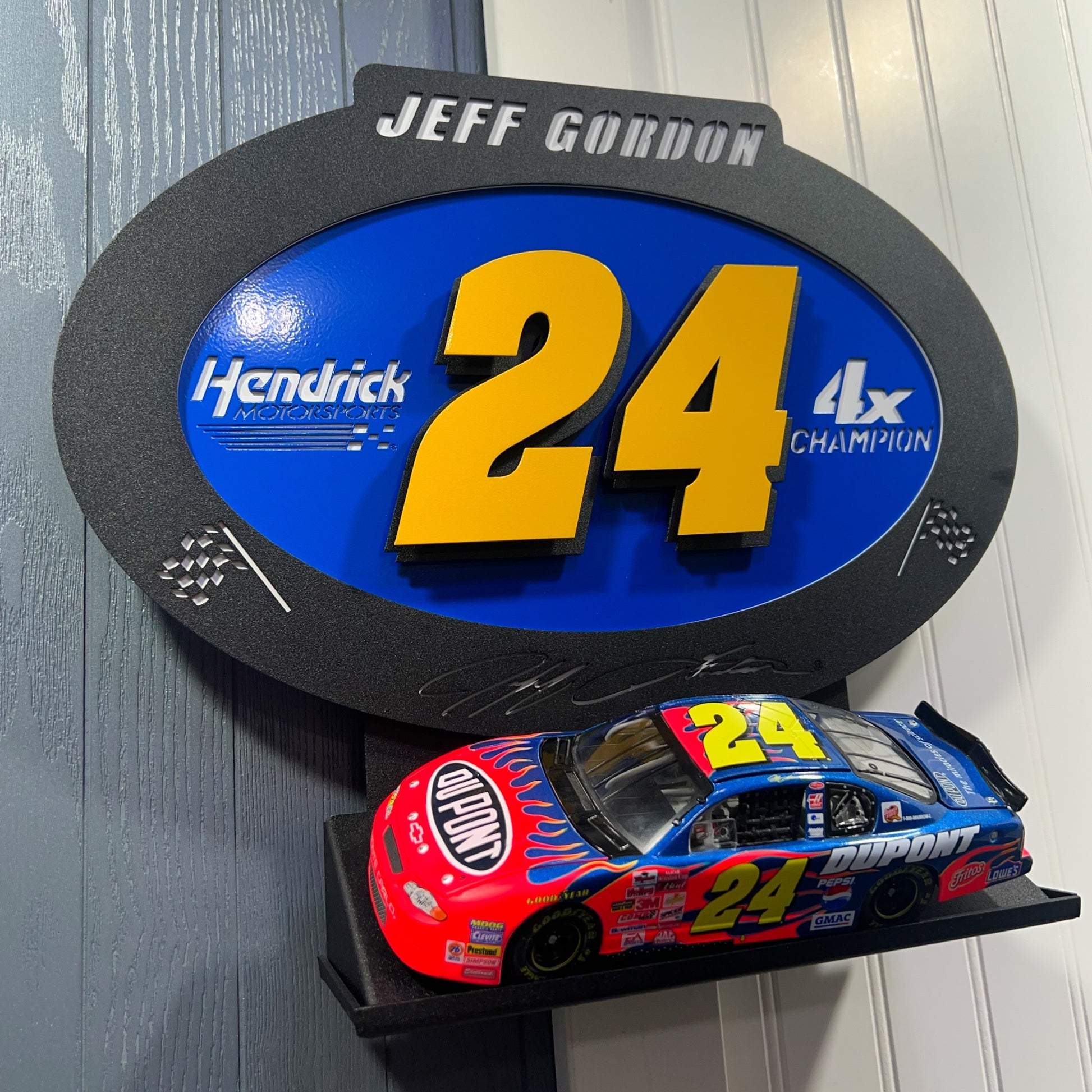 Jeff Gordon #24 Oval 3D Sheet Metal Diecast Display On Wall