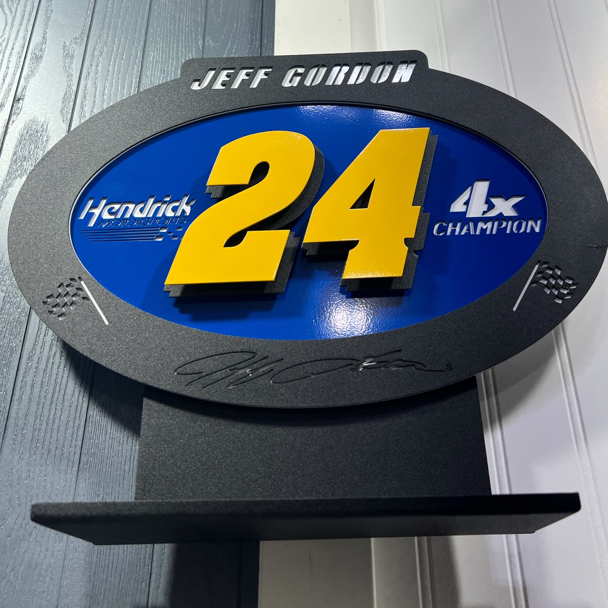 Jeff Gordon #24 Oval 3D Sheet Metal Diecast Display Hendrick 4x Champion
