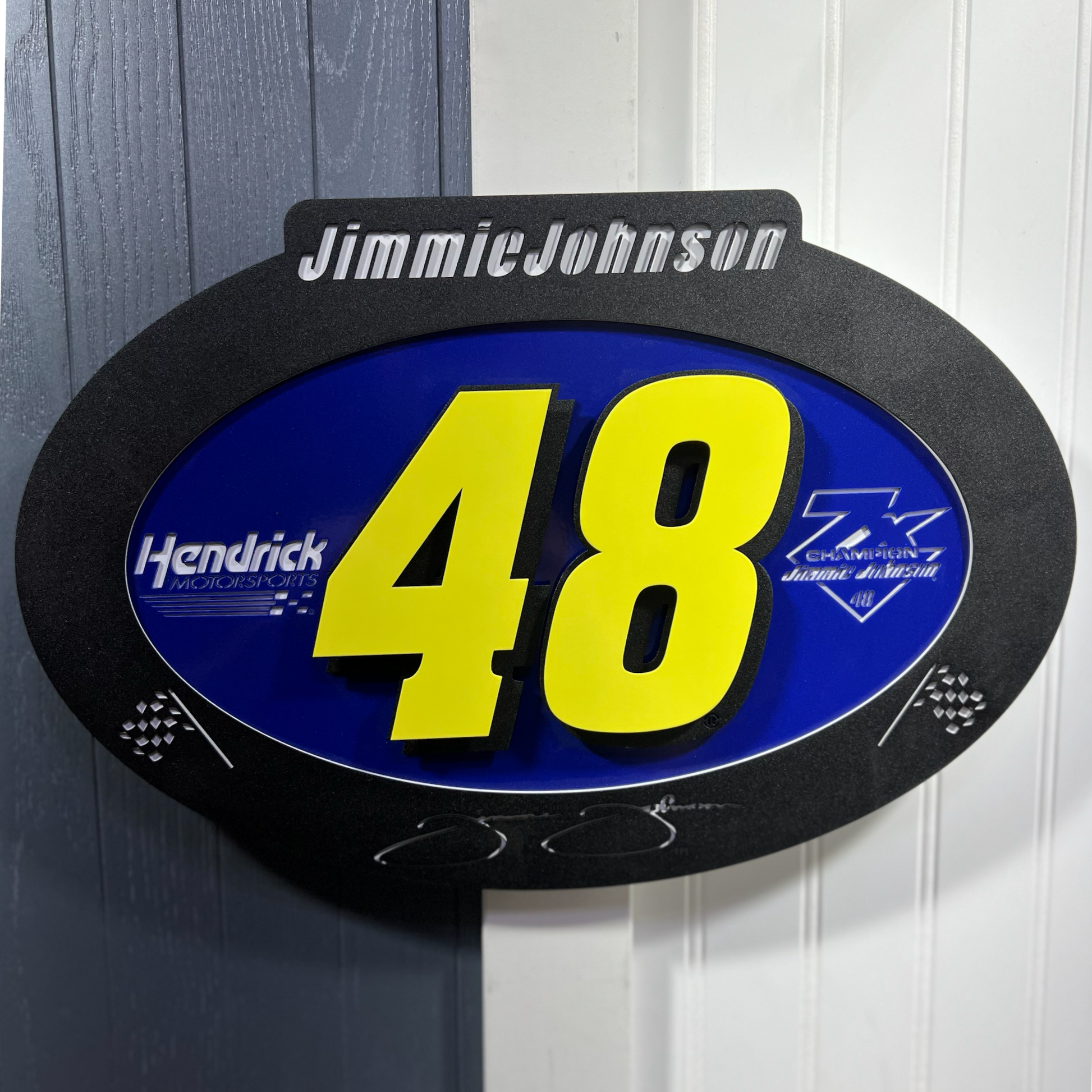 Sign Only Jimmie Johnson #48 Oval 3D Sheet Metal 