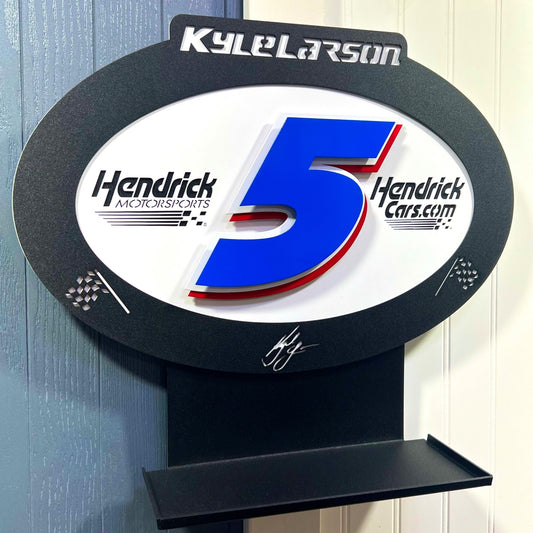 On the wall Kyle Larson #5 Oval  3D Sheet Metal Diecast Display