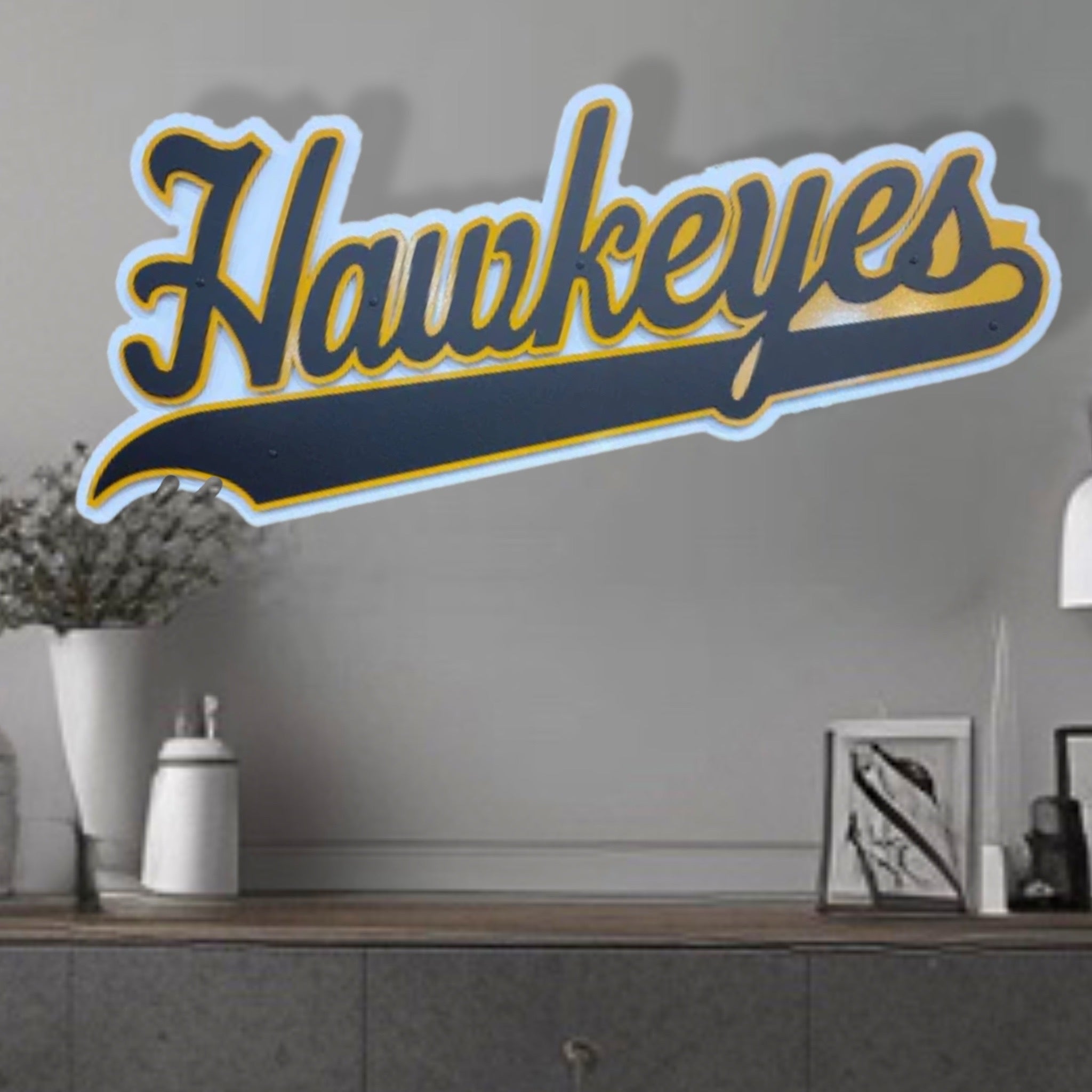 Iowa Hawkeyes Script – Premier Metal Art