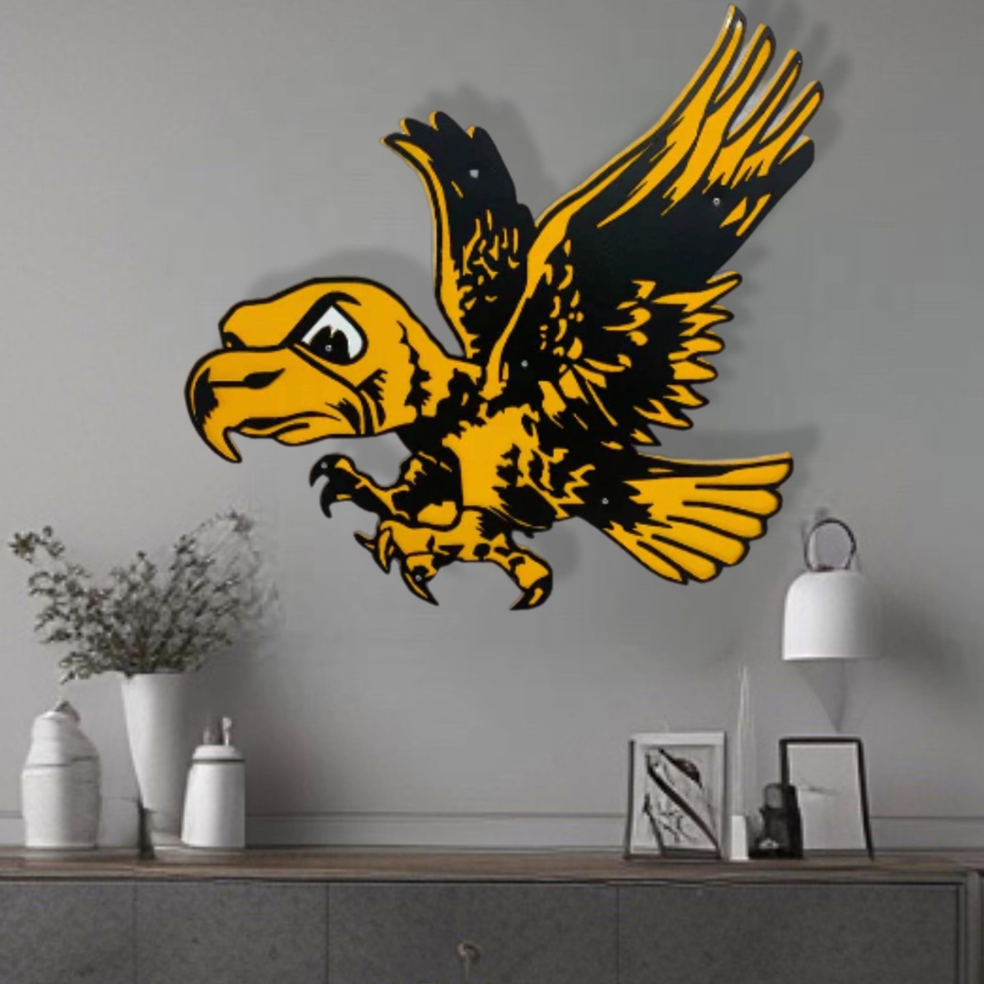 Iowa Hawkeyes Old School Flying Herky On Wall Metal Art