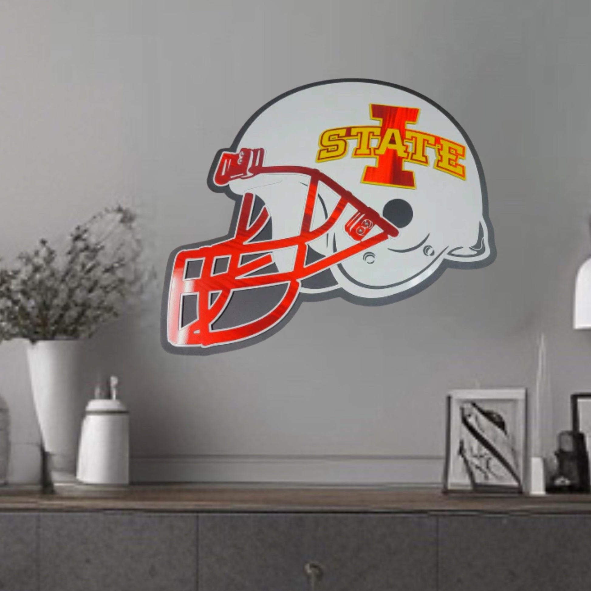 Iowa State Cyclones Football Helmet Metal Art On Wall