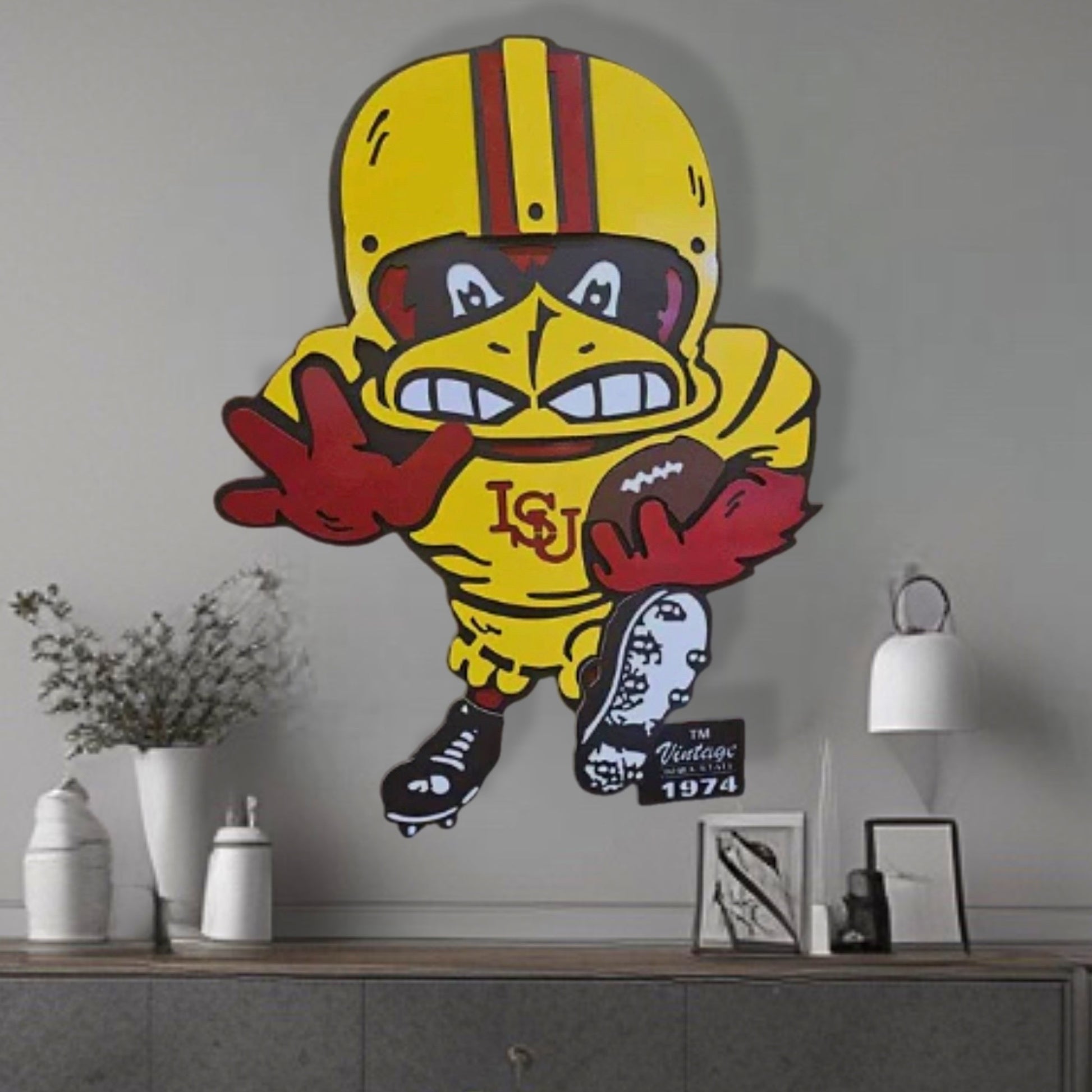 Iowa State Football Vintage Mascot On Wall