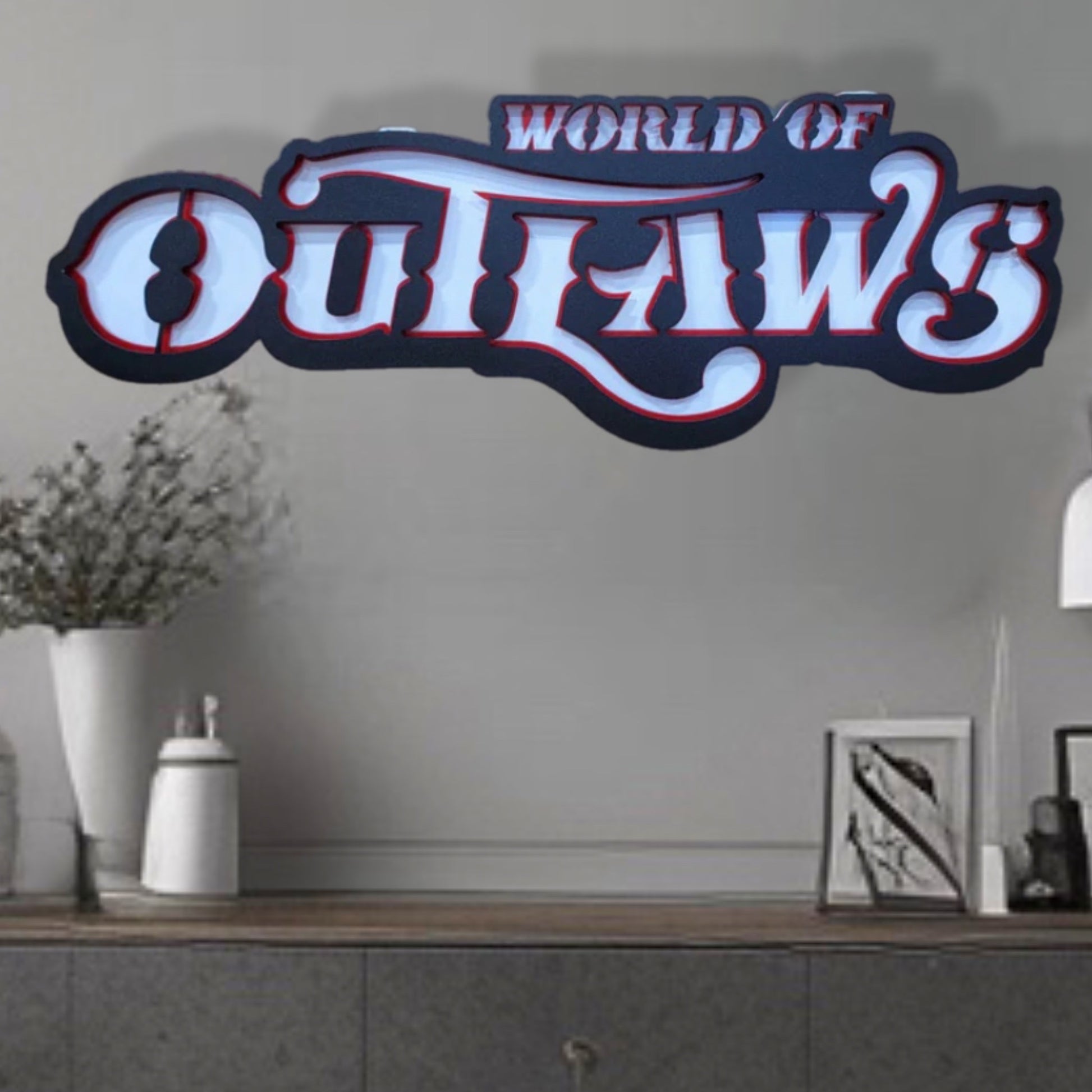 Wall Display Metal Art World of Outlaws Logo