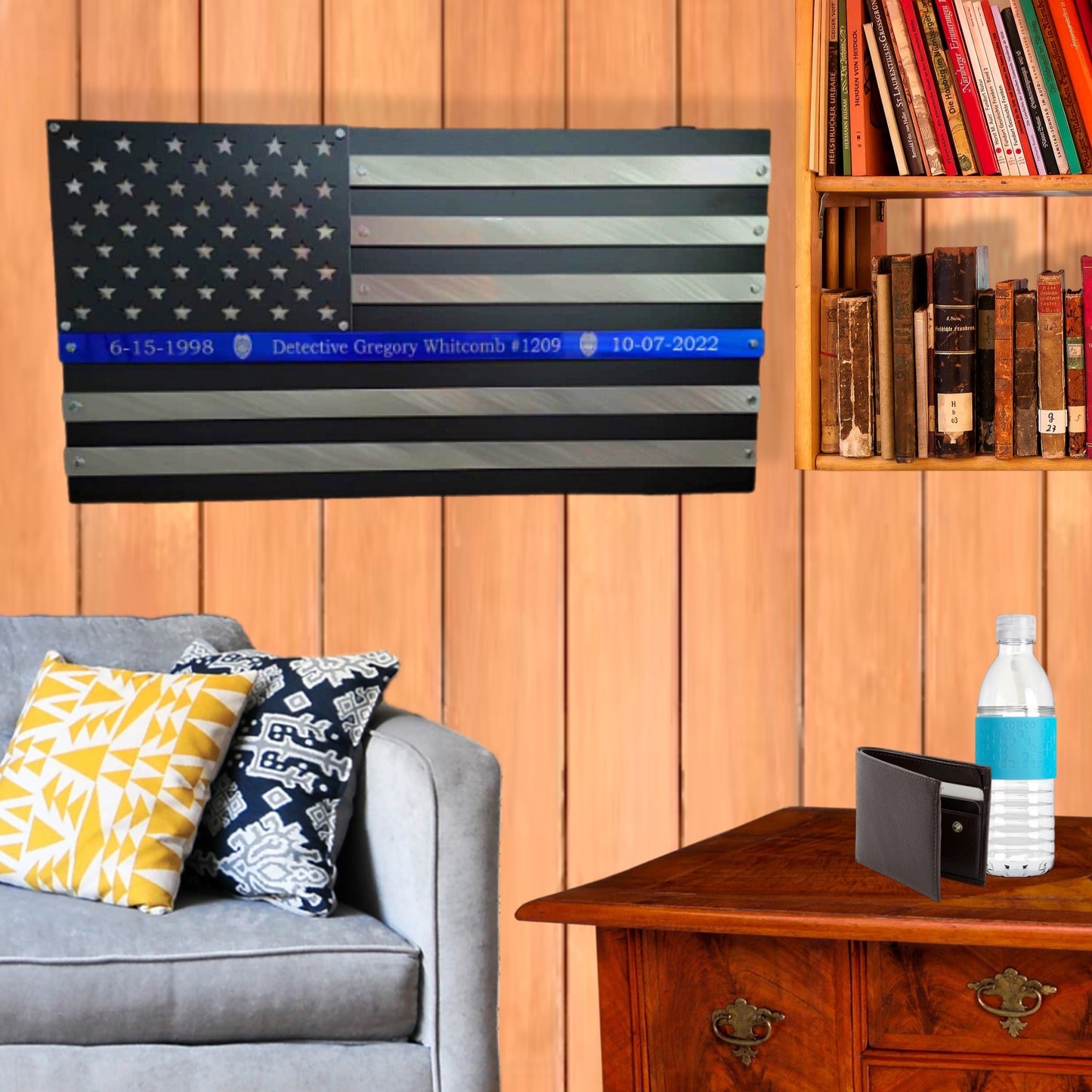 One Of A Kind Metal Blue Line American Flag