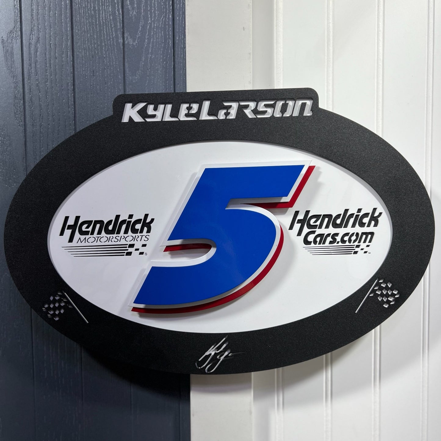 On the wall Kyle Larson #5 Oval  Sign Only 