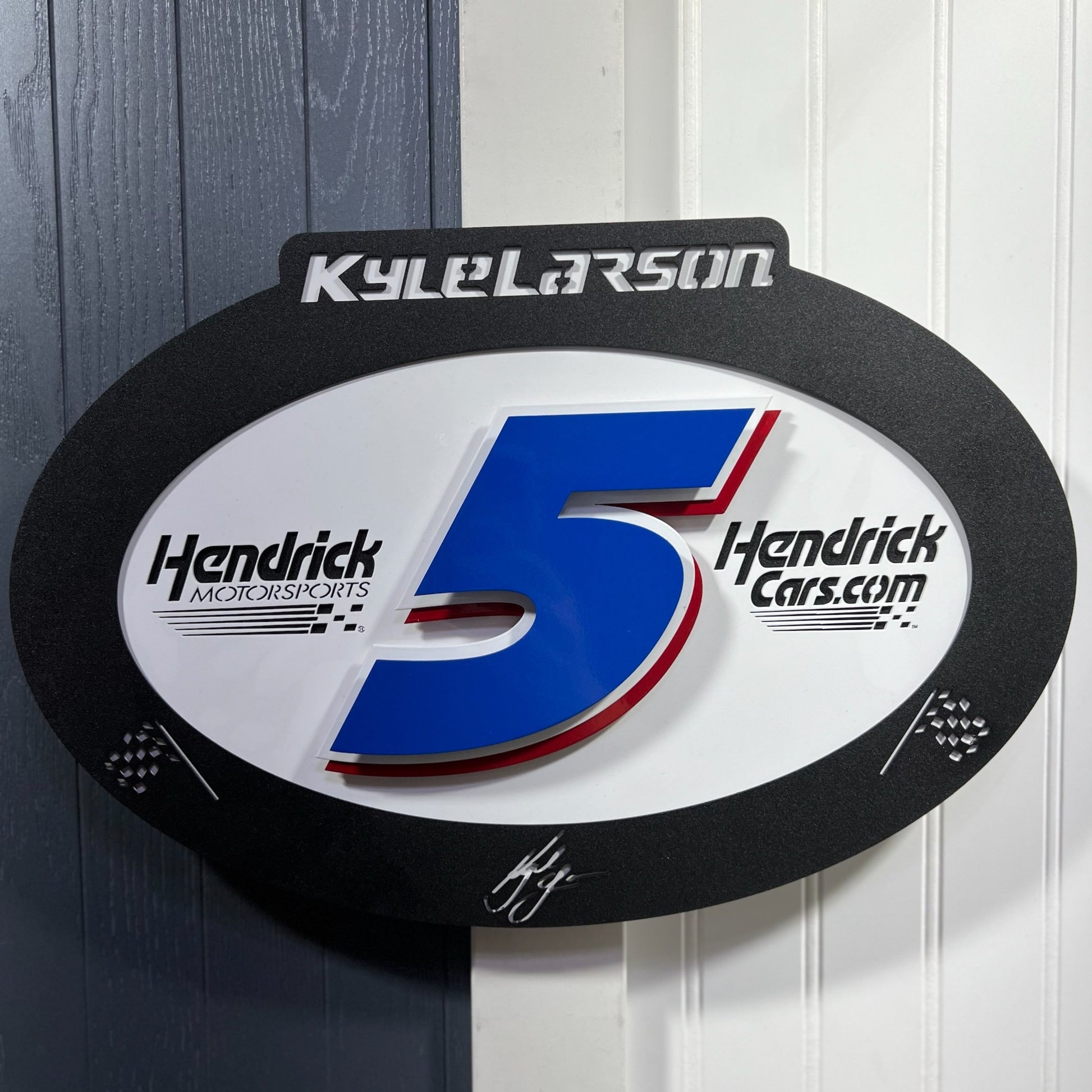 On the wall Kyle Larson #5 Oval  Sign Only 