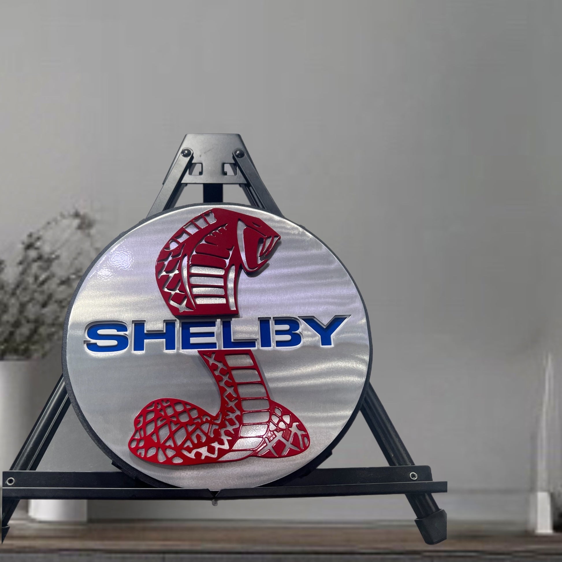 Shelby Cobra Medallion Red And Silver On Desk