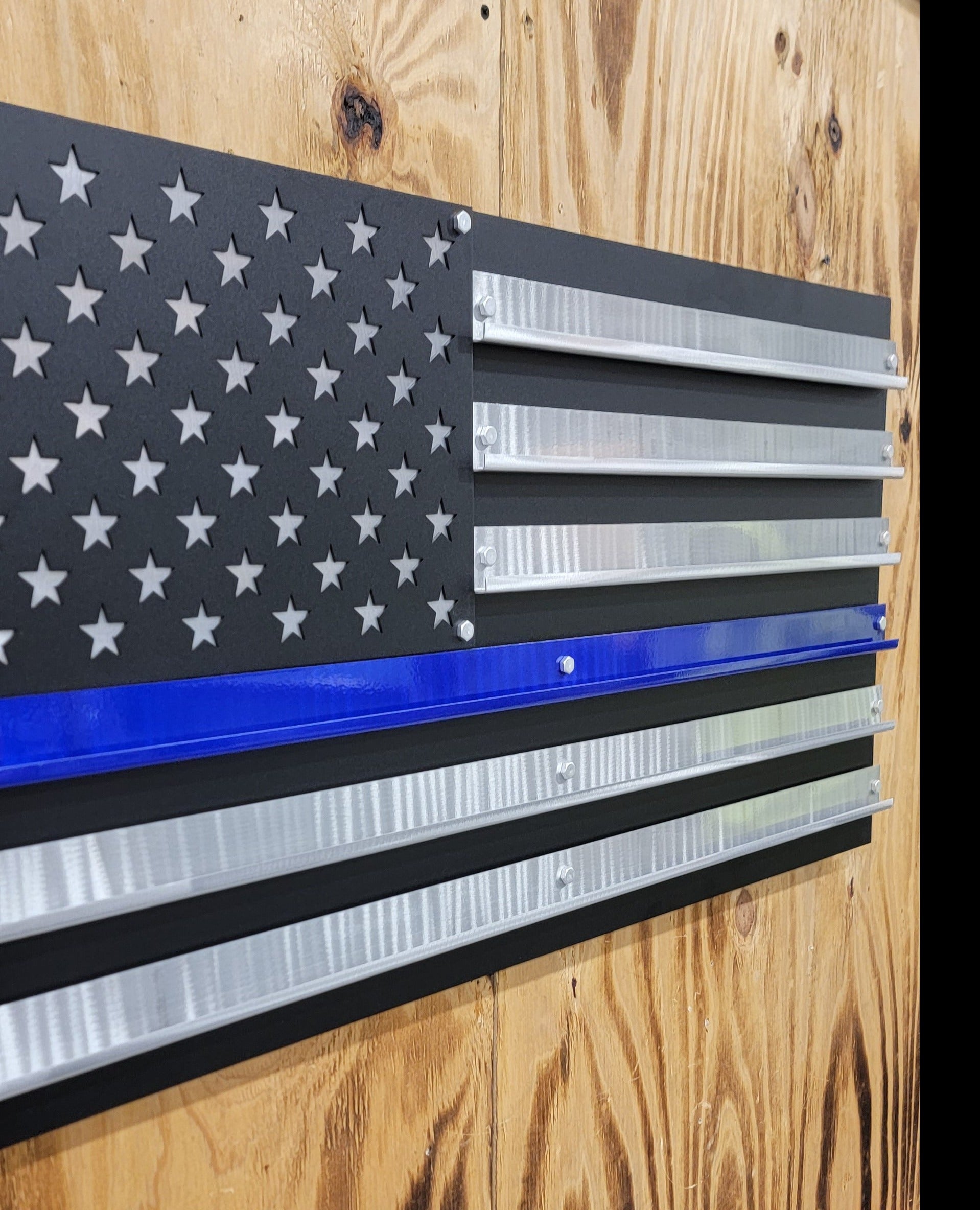 Hanging Blue Line American Flag Challenge Coin Flag 