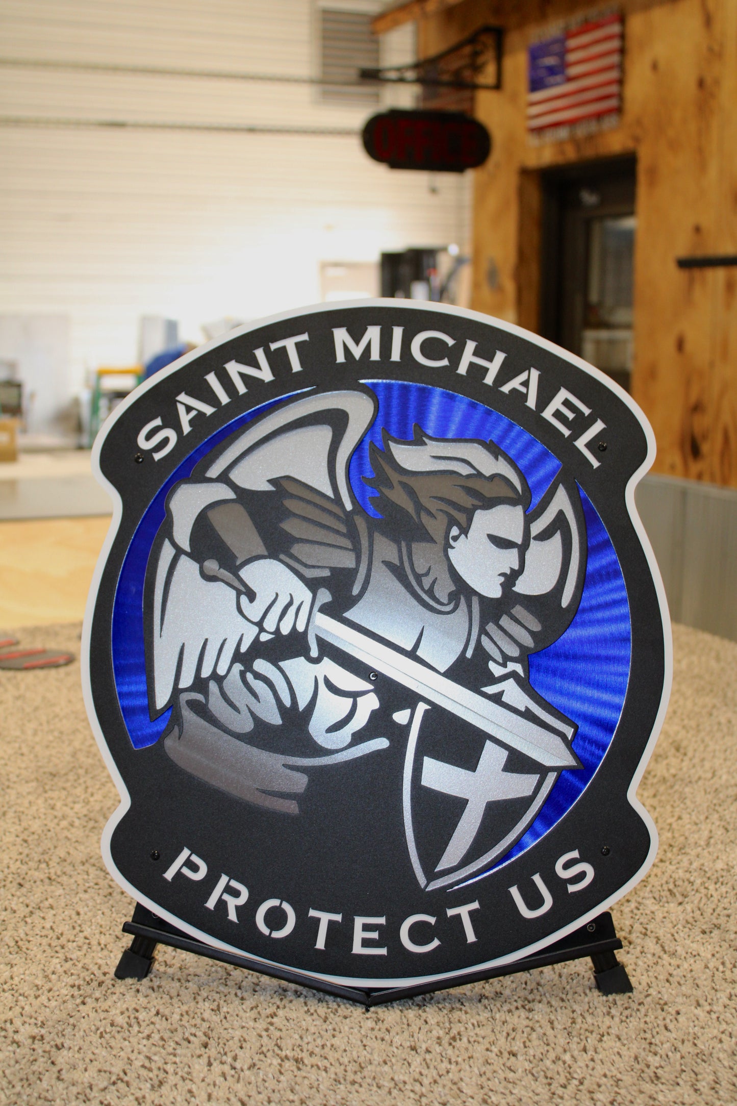 18" Compressed Saint Michael Protect Us Logo